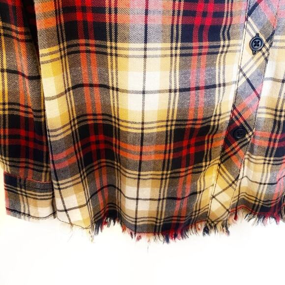 Beachlunchlounge Plaid Frayed Hem Cotton Button Down Sz XS - Picture 4 of 9